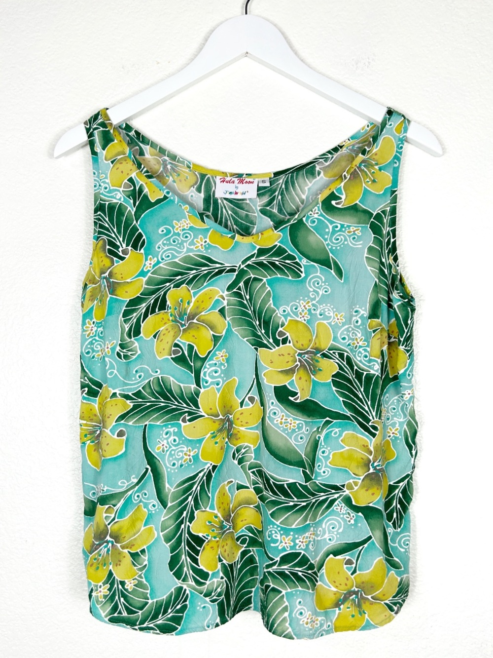 Vintage Jams World Hula Moon tropical Hawaiian floral top Tigris resortwear SZ S
